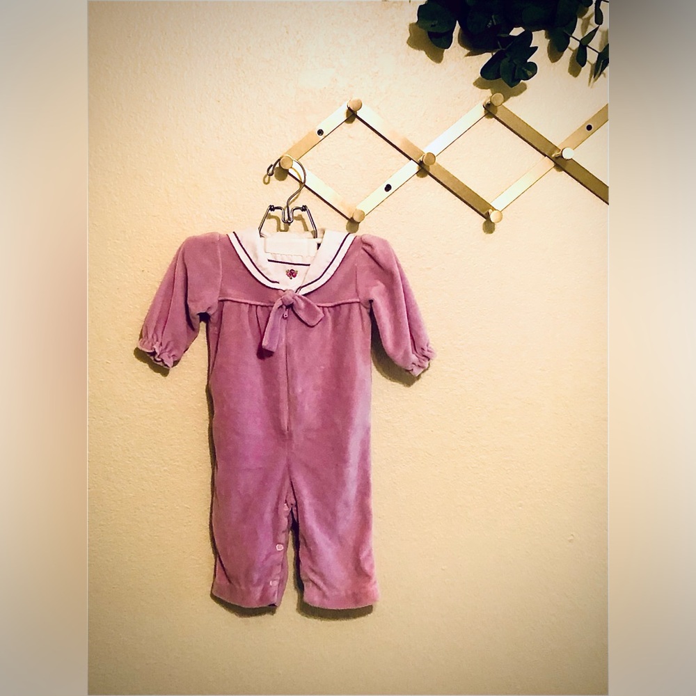 Vintage Girls Lavender Velour Sailor Suit
